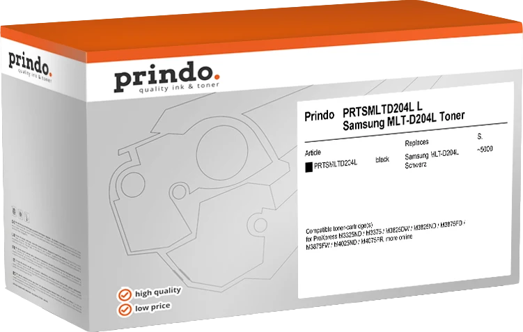 Prindo Classic L Toner kompatibel mit Samsung MLT-D204L Schwarz