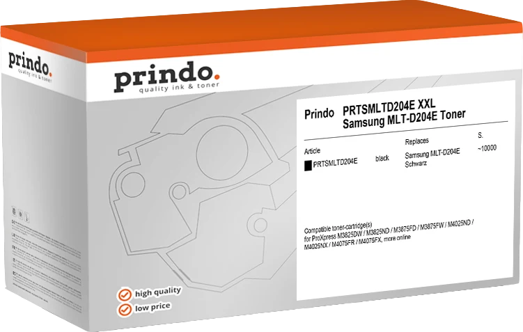 Prindo Classic XXL Toner kompatibel mit Samsung MLT-D204E Schwarz