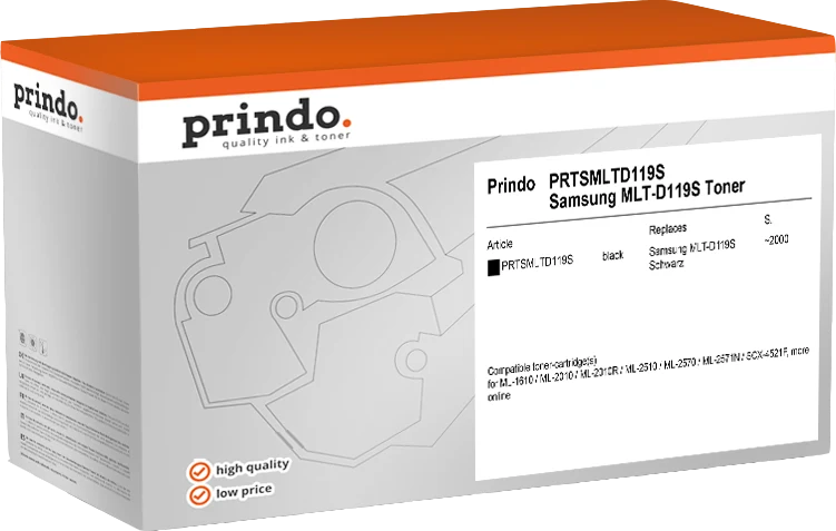 Prindo Classic Toner kompatibel mit Samsung MLT-D119S Schwarz