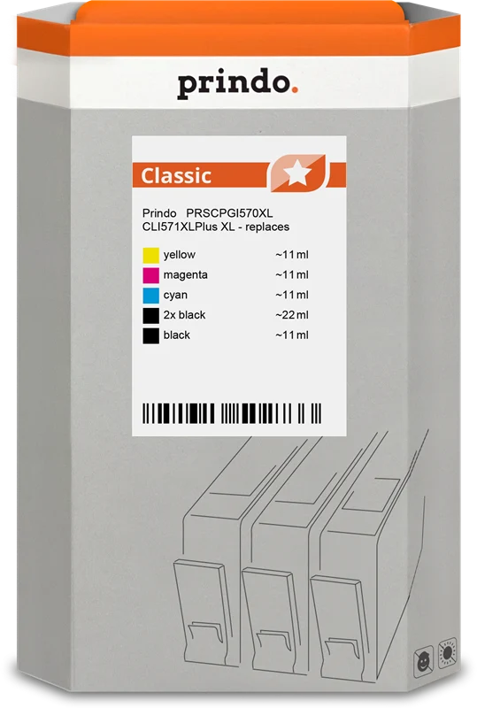 Prindo Classic XL Multipack kompatibel mit Canon PGI570+CLI571 XL Multipack Schwarz/Cyan/Magenta/Gelb