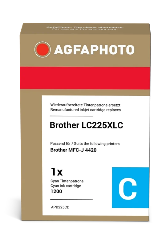 Agfa Photo XL Druckerpatrone kompatibel mit Brother LC225XLC Cyan