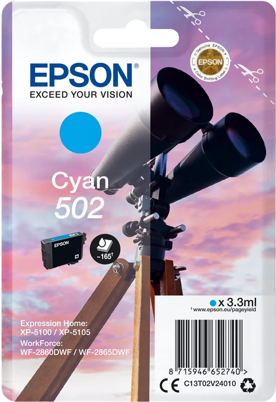 Epson 502 Cyan Druckerpatrone C13T02V24010