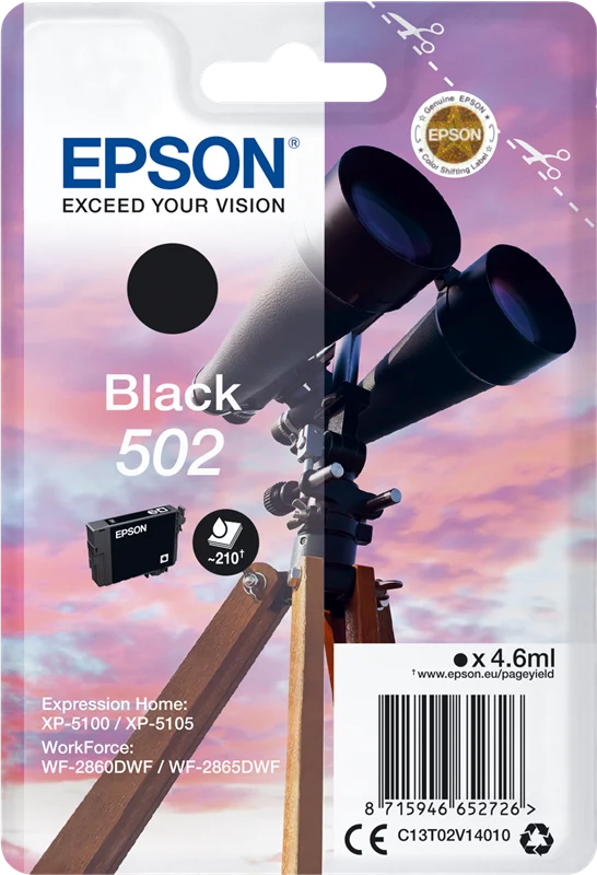 Epson 502 Schwarz Druckerpatrone C13T02V14010