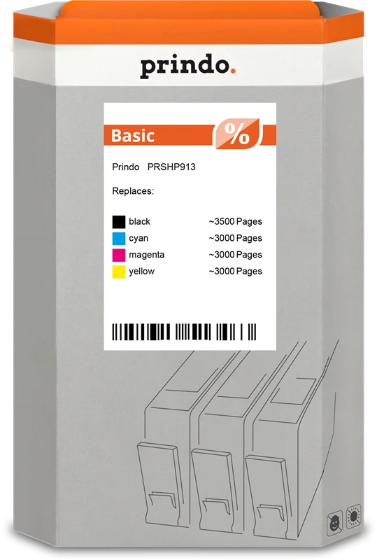 Prindo Basic Multipack kompatibel mit HP 913A Schwarz/Cyan/Magenta/Gelb
