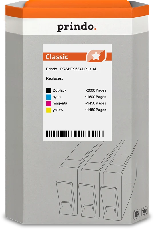 Prindo Classic XL Multipack kompatibel mit HP 953 XL Multipack Schwarz/Schwarz/ Cyan/Magenta/Gelb