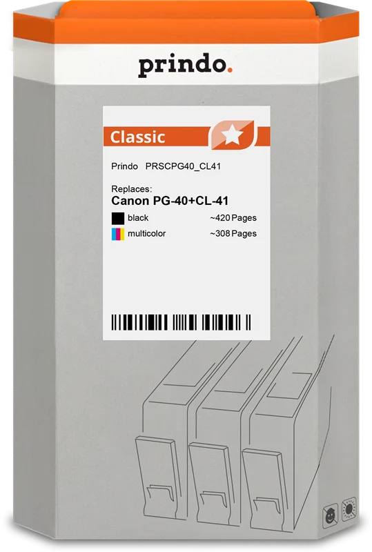 Prindo Classic Multipack kompatibel mit Canon PG-40+CL-41 Multipack Schwarz/mehrere Farben
