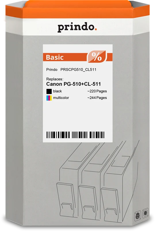 Prindo Basic Multipack kompatibel mit Canon PG-510+CL-511 Multipack Schwarz/mehrere Farben