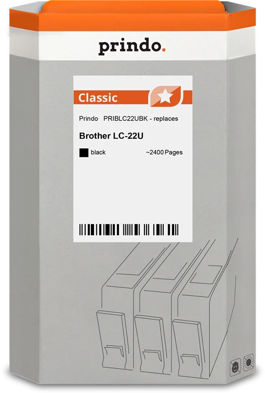 Prindo Classic Druckerpatrone kompatibel mit Brother LC22UBK Schwarz