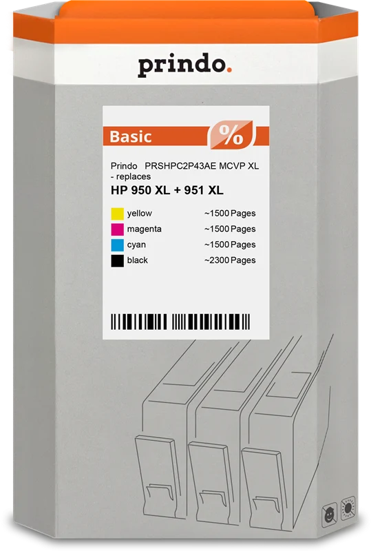 Prindo Basic XL Multipack kompatibel mit HP 950XL+951XL Multipack Schwarz/Cyan/Magenta/Gelb