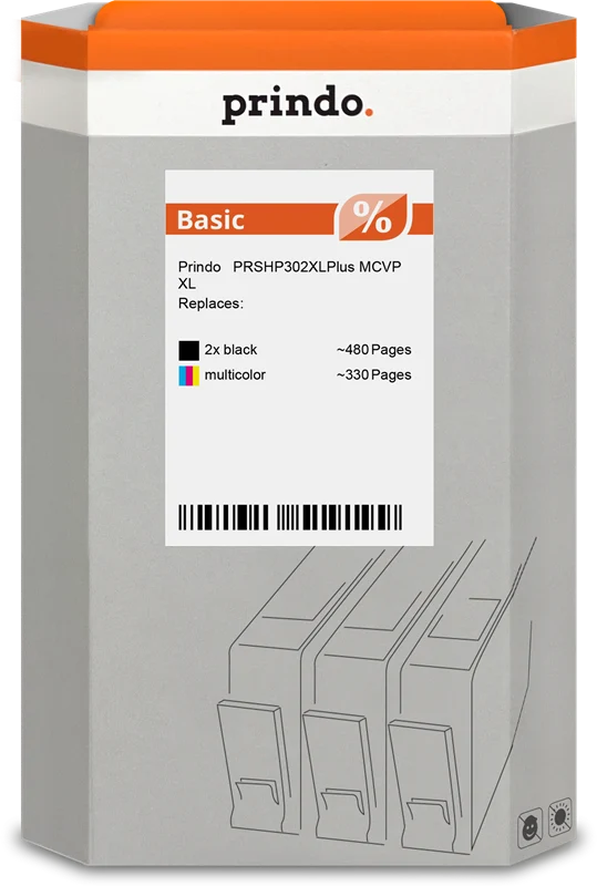 Prindo Basic XL Multipack kompatibel mit HP 302XL Multipack Schwarz/mehrere Farben