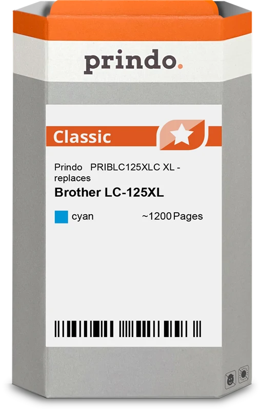 Prindo Classic XL Druckerpatrone kompatibel mit Brother LC125XLC Cyan