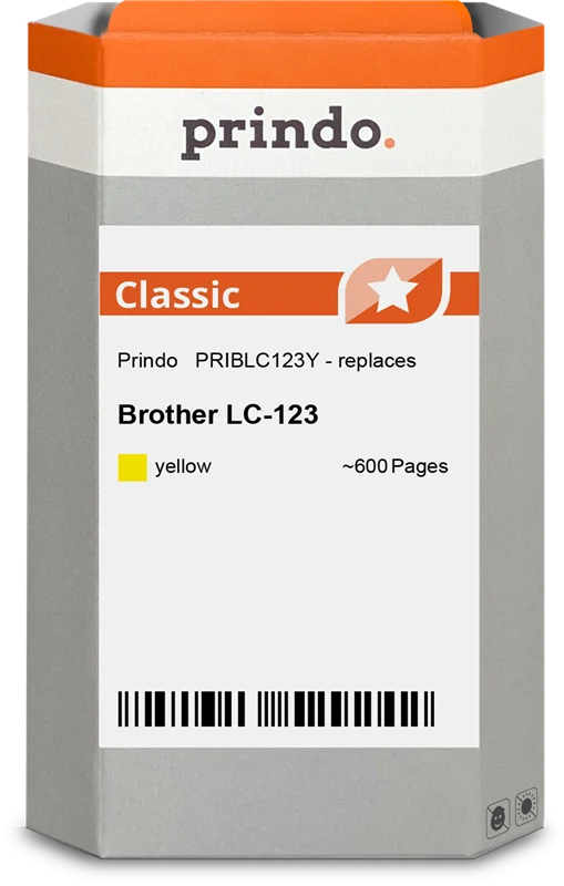 Prindo Classic Druckerpatrone kompatibel mit Brother LC123Y Gelb