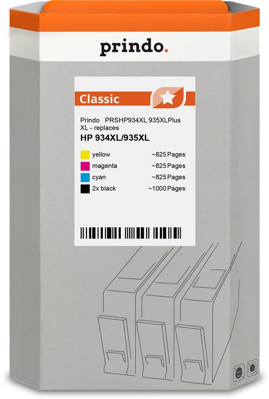 Prindo Classic XL Multipack kompatibel mit HP 934XL/935XL Multipack Schwarz/Cyan/Magenta/Gelb