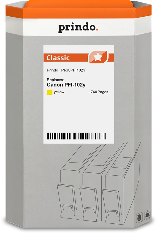 Prindo Classic Druckerpatrone kompatibel mit Canon PFI-102y Gelb