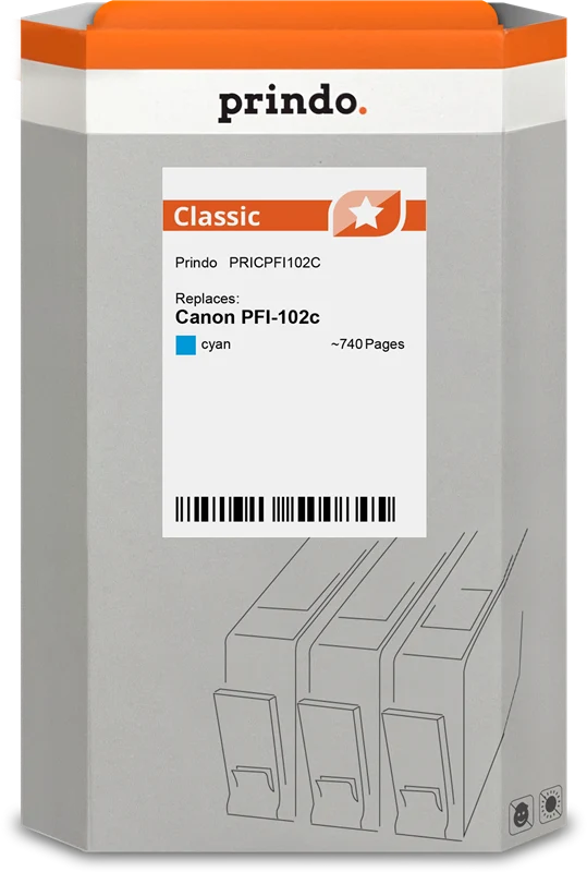 Prindo Classic Druckerpatrone kompatibel mit Canon PFI-102c Cyan