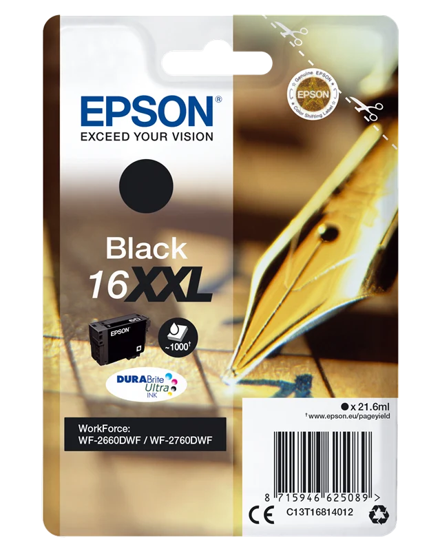 Epson 16 XXL Schwarz Druckerpatrone C13T16814012