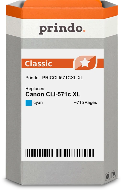 Prindo Classic XL Druckerpatrone kompatibel mit Canon CLI-571c XL Cyan