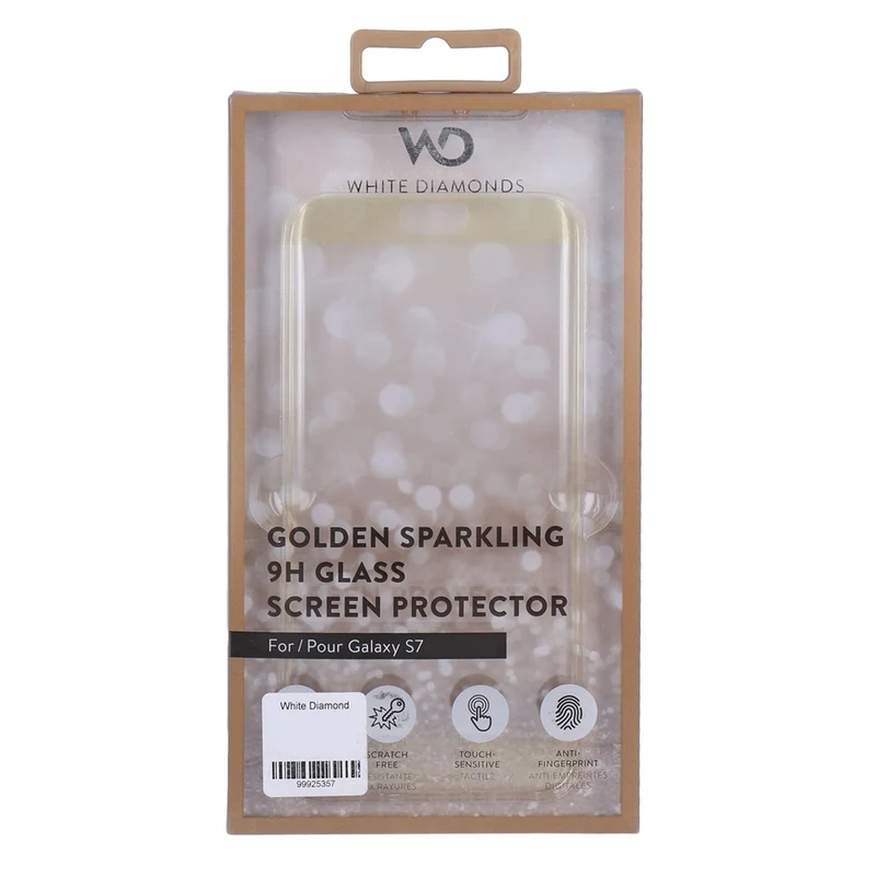 White Diamonds Golden Sparkling Glass Display schutzglas für Samsung Galaxy S7 gold