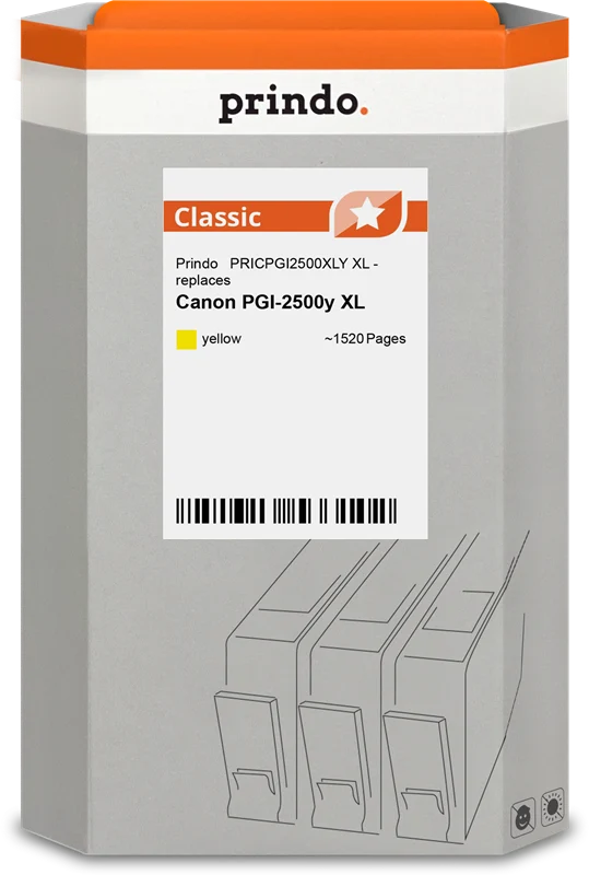 Prindo Classic XL Druckerpatrone kompatibel mit Canon PGI-2500y XL Gelb