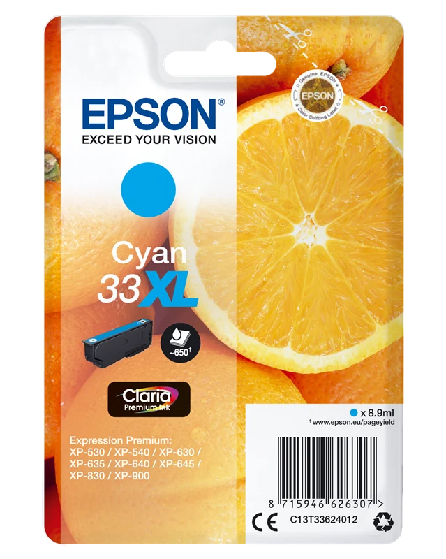 Epson 33 XL Cyan Druckerpatrone C13T33624012