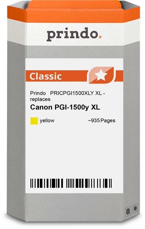 Prindo Classic XL Druckerpatrone kompatibel mit Canon PGI-1500y XL Gelb