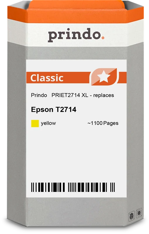 Prindo Classic XL Druckerpatrone kompatibel mit Epson 27 XL Gelb