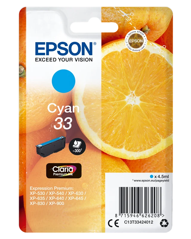 Epson 33 Cyan Druckerpatrone C13T33424012