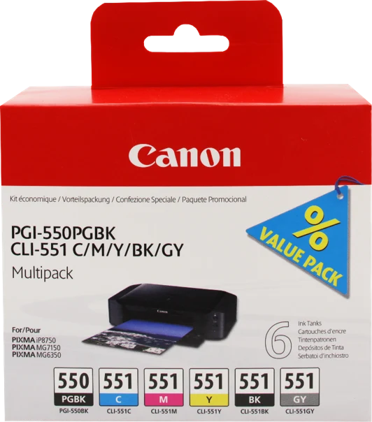 Canon PGI-550+CLI-551 Multipack Schwarz/Cyan/Magenta/Gelb/Grau