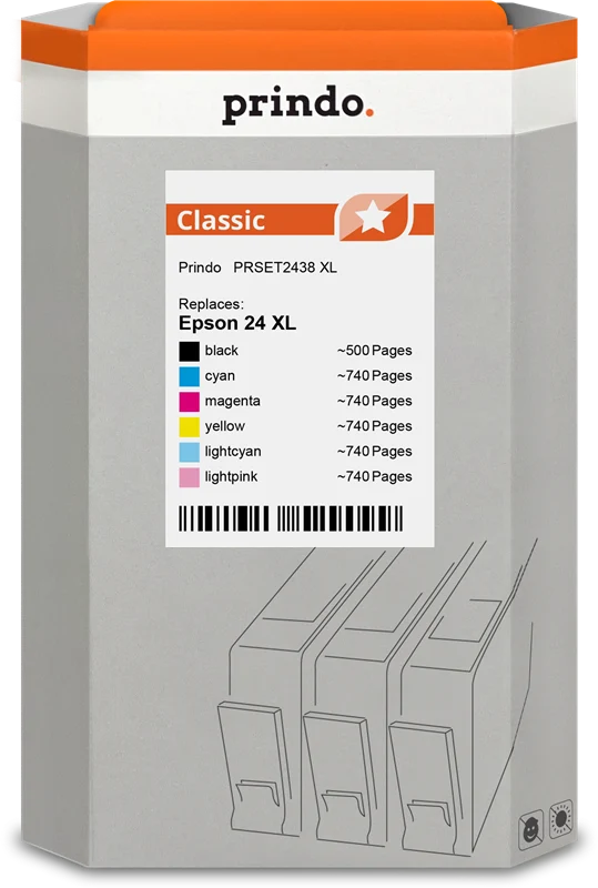 Prindo Classic XL Multipack kompatibel mit Epson 24XL - T2438 Multipack
