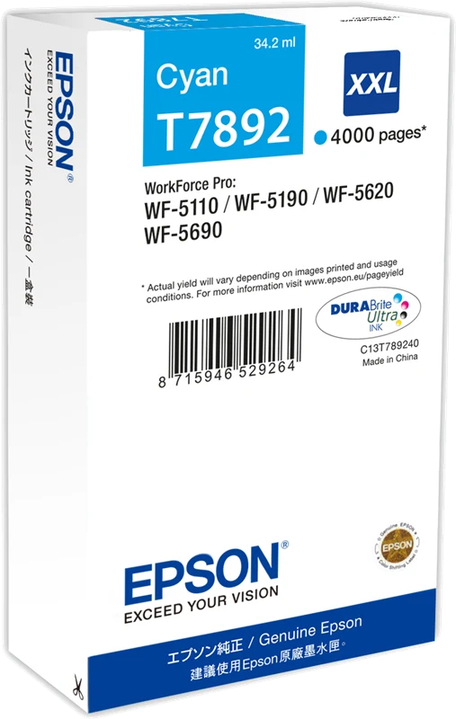 Epson T7892 XXL Cyan Druckerpatrone C13T789240