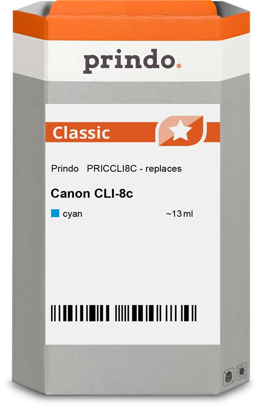 Prindo Classic Druckerpatrone kompatibel mit Canon CLI-8c Cyan
