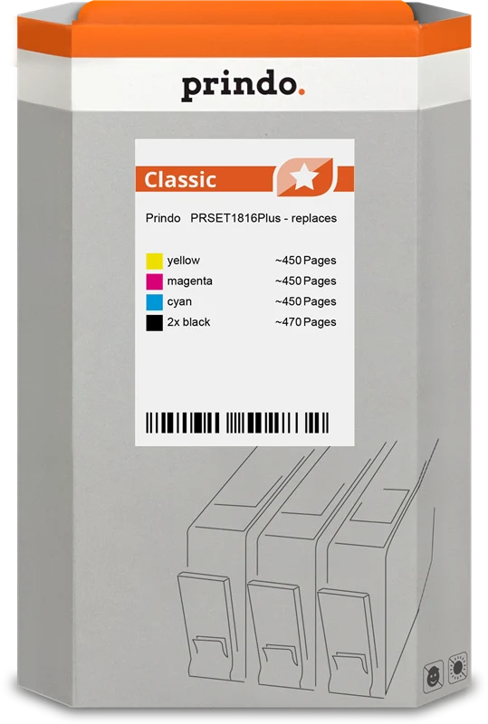 Prindo Classic Multipack kompatibel mit Epson 18 Multipack Schwarz/Cyan/Magenta/Gelb