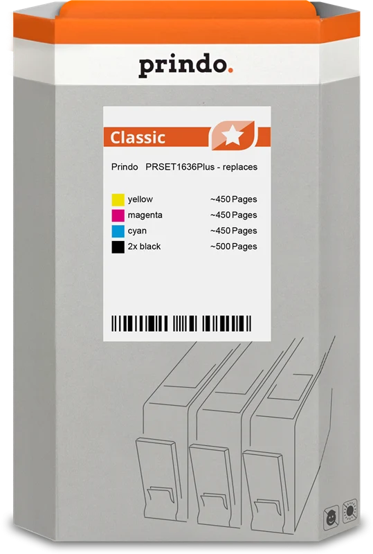 Prindo Classic Multipack kompatibel mit Epson 16 Multipack Schwarz/Cyan/Magenta/Gelb