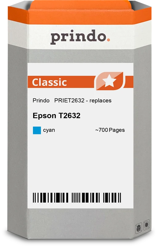 Prindo Classic XL Druckerpatrone kompatibel mit Epson 26 XL Cyan