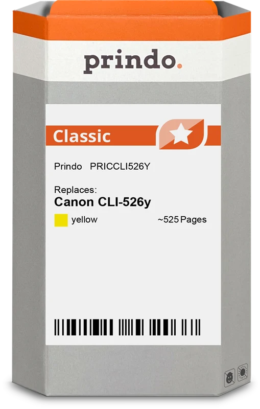 Prindo Classic Druckerpatrone kompatibel mit Canon CLI-526y Gelb