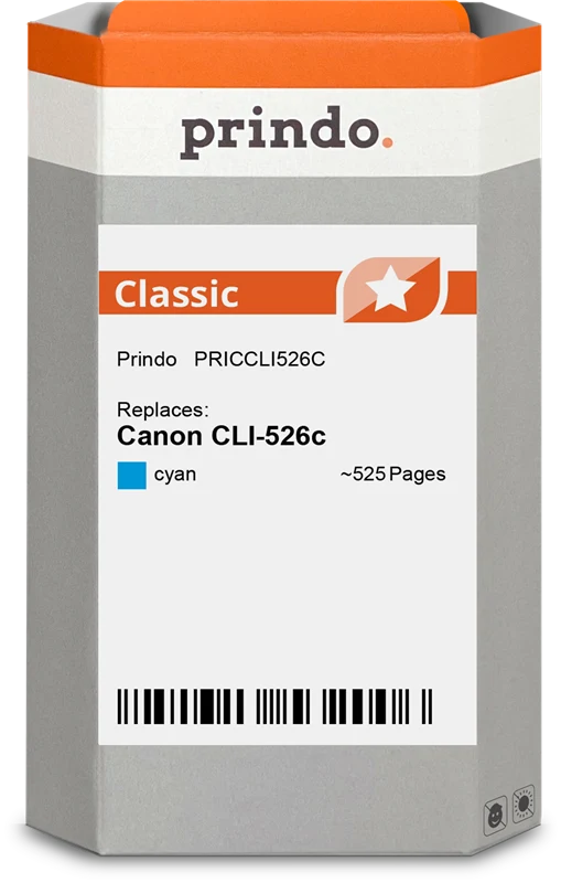 Prindo Classic Druckerpatrone kompatibel mit Canon CLI-526c Cyan