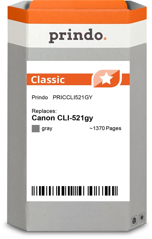 Prindo Classic Druckerpatrone kompatibel mit Canon CLI-521gy Grau