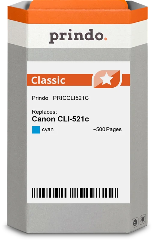 Prindo Classic Druckerpatrone kompatibel mit Canon CLI-521c Cyan