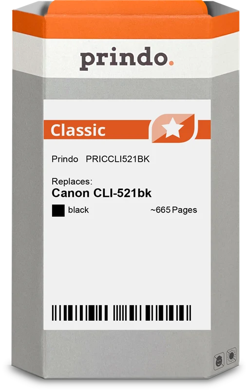Prindo Classic Druckerpatrone kompatibel mit Canon CLI-521bk Schwarz