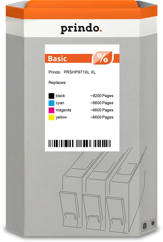 Prindo Basic XL Multipack kompatibel mit HP 970/971XL Schwarz/Cyan/Magenta/Gelb