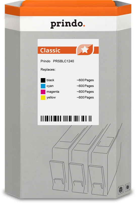 Prindo Classic Multipack kompatibel mit Brother LC-1240 Multipack Schwarz/Cyan/Magenta/Gelb
