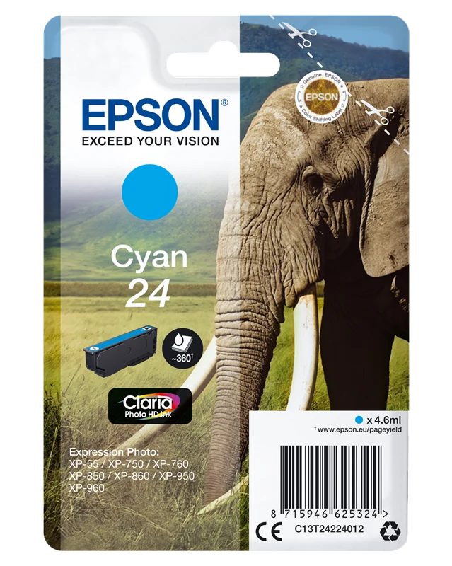 Epson 24 Cyan Druckerpatrone C13T24224012