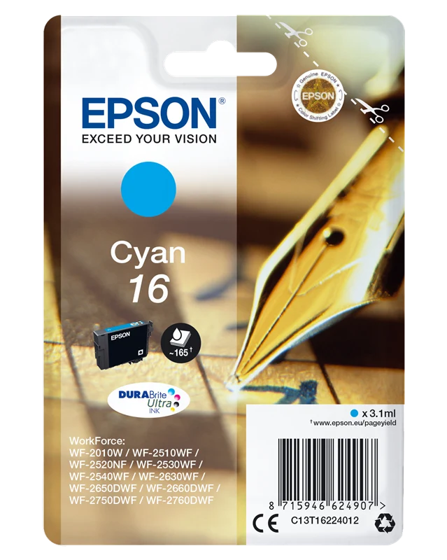 Epson 16 Cyan Druckerpatrone C13T16224012