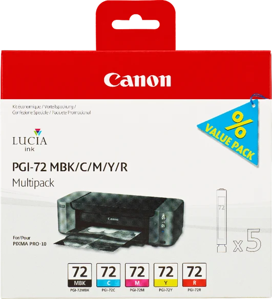 Canon PGI-72 Multipack Schwarz/Cyan/Magenta/Gelb/Rot