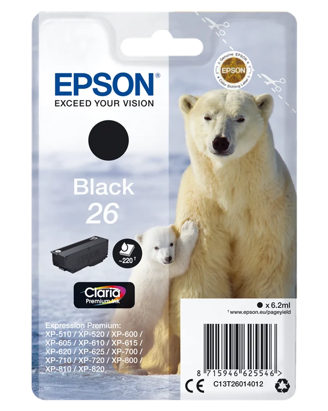 Epson 26 Schwarz Druckerpatrone C13T26014012