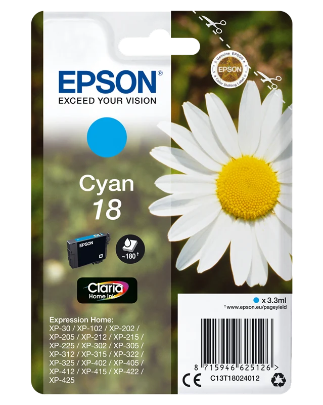 Epson 18 Cyan Druckerpatrone C13T18024012