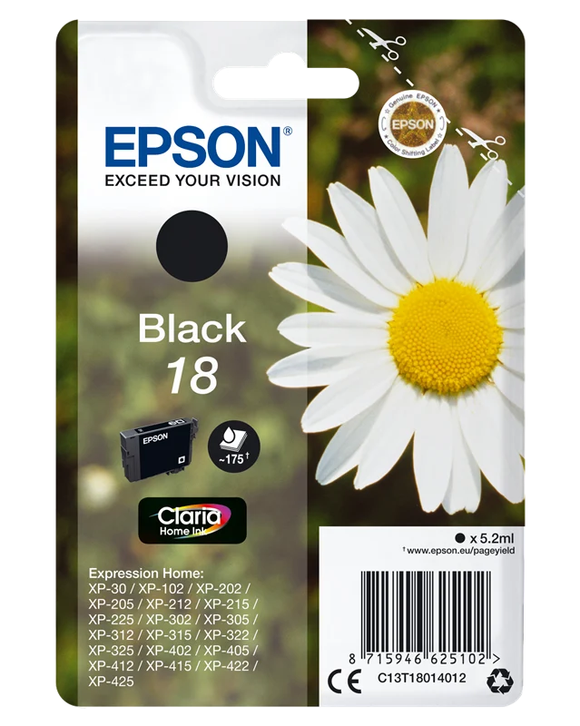 Epson 18 Schwarz Druckerpatrone C13T18014012