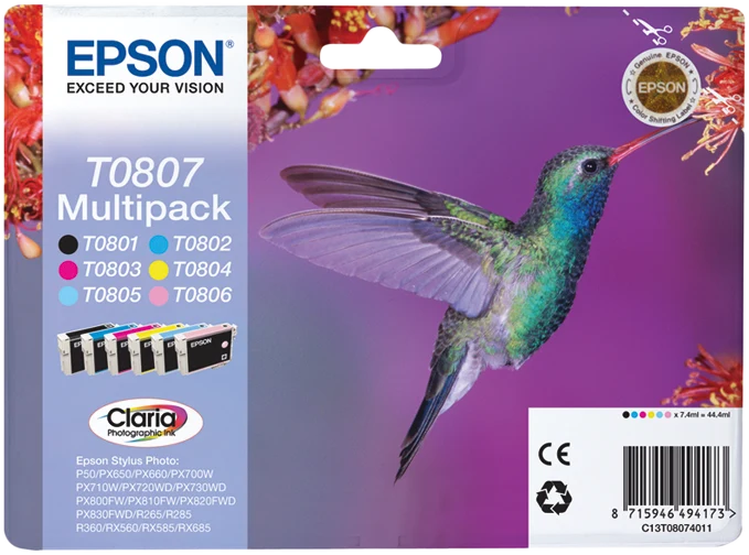 Epson T0807 Multipack Schwarz/Cyan/Magenta/Gelb/Light Cyan/Light Magenta