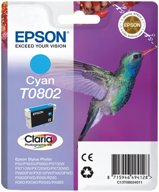 Epson T0802 Cyan Druckerpatrone C13T08024011
