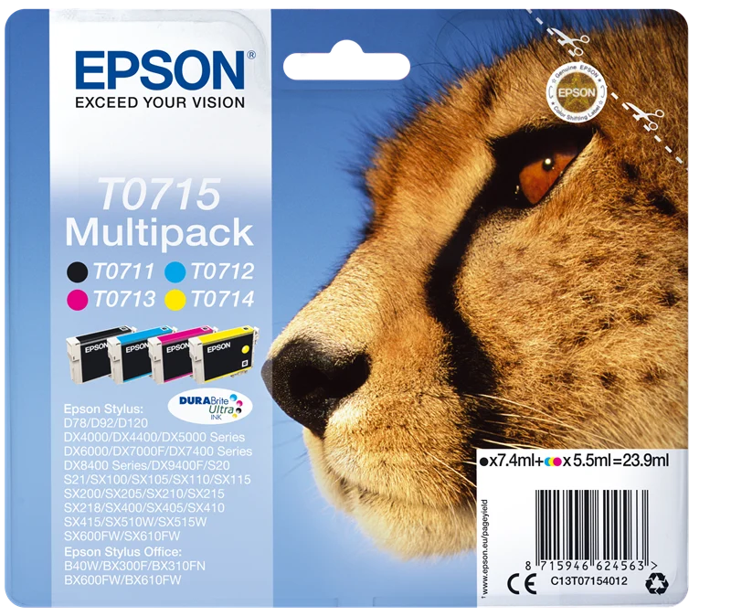 Epson T0715 Multipack Schwarz/Cyan/Magenta/Gelb